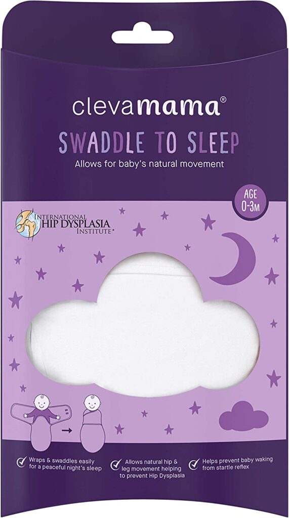 clevamama swaddle to sleep white2