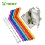 haakaa silicone re usable straws 6 pack with cleaner