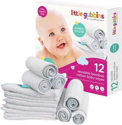 little gubbins reusable bamboo cotton baby wipes 12 pack