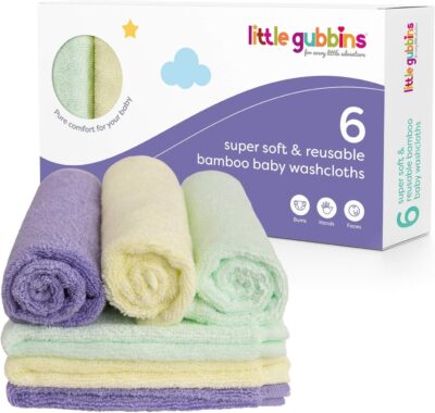 little gubbins super soft & reusable bamboo baby washcloths 6 pack