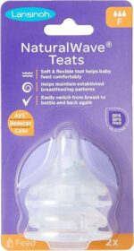 lansinoh naturalwave anti colic baby bottle teats fast flow 2 pack