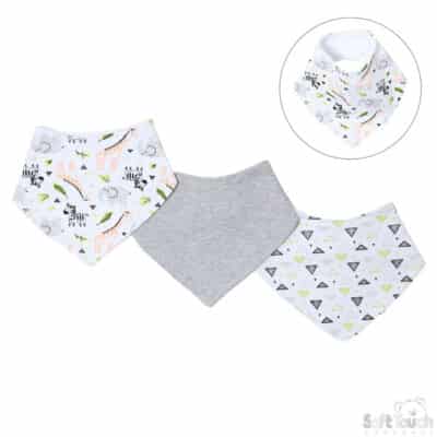 boys 3 pack bandana bibs – zebra