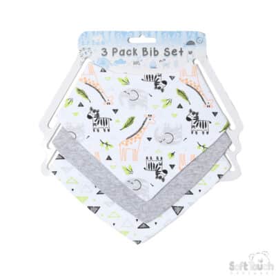 boys 3 pack bandana bibs – zebra